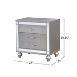 2 Drawers Wooden Drawer with Mirror Trim, Silver B016P252337