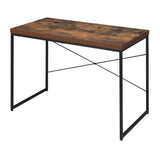 ZUN Weathered Oak and Black Writing Desk with Metal Sled Base B062P184521