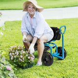 Garden Cart Height Adjustable Scooter with Swivel Seat & Tool Storage Blue 32801682