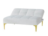 Convertible sofa bed futon with gold metal legs teddy fabric W109768483