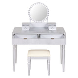 Luxury Vanity Desk with Round Mirror,Height-Adjustable, Stylish Dressing Table Set, 4 Drawers & N844P262897S