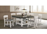 Set of 2 Fabric Padded Counter Height Chairs in White And Gray B016P156812