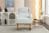 049-Teddy Fabric Rocking Chair With Packet Wood Legs,Ivory W527P147427