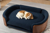 ZUN Scandinavian style Elevated Dog Bed Pet Sofa With Solid Wood legs and Walnut Bent Wood Back, W794125959