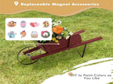 2 In 1 Wheelbarrow PlanterWooden Wagon Planter with 9 Magnetic Accessories for Garden Yard 42531482