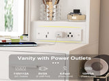 Small Makeup Vanity Desk with Mirror & Adjustable LED Lights,Built-in Power Outlet & Hidden Storage, W2699P296515