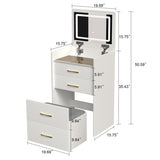 3 in 1 Vanity Desk with open Top Mirror,Small Make Up Vanity Set with Visible Glass Desktop,Compact W509P238992
