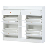 ZUN ON-TREND Modern Tipping Bucket Shoe Cabinet with 4 Flip Drawers, Multifunctional WF300851AAK