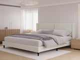 King Size Bed Frame with 55.5"High Back Upholstered Headboard,Boucle Fabric,12 Slat W1716P335678