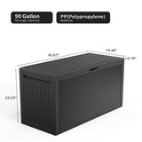 90gal Outdoor Garden Plastic Storage Deck Box Chest Tools Cushions Toys Lockable Seat 98858012