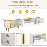 ON-TREND Luxury Minimalism TV Stand Open Storage Shelf for TVs Up to 85", Entertainment Center WF320395AAK