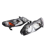 ZUN 2pcs Front Left Right Car Headlights for Honda Civic 2006-2011 4dr Models Only Black 04084146