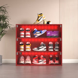 ZUN red LED light shoe box three layers with glass doors 14245699