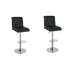 ZUN Adjustable Bar stool Gas lift Chair Black Faux Leather Tufted Chrome Base Modern Set of 2 Chairs HS00F1644-ID-AHD