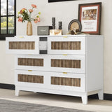 ZUN Rustic Farmhouse Style Wooden Dresser with 6 Drawers, Storage Cabinet for Bedroom with Metal WF530908AAK