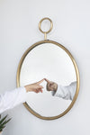 ZUN 26" x 32" Circle Wall Mirror with Gold Metal Frame, Accent Mirror for Living Room, Entryway, Office W2078124344