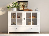 Buffet storage cabinet with double glass doors and unique bell handle 08103750