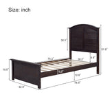 ZUN Farmhouse Wooden Platform Twin Size Bed with Curl Design Headboard and Footboard for Teenager, WF530029AAP