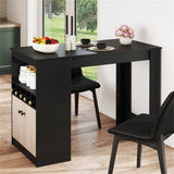 48 inch black kitchen bar table with storage cabinet and wine rack 54512743