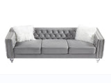 Gray, Three-seater Sofa, Velvet Crystal Buckle Upholstery Sofa, Crystal Feet, Removable Cushion, Two 57265438