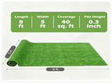 8 x 5 ft Green PP Artificial Turf Roll , Weather & Fade Resistant Low Grass Carpet for 75307819