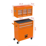 High Capacity Rolling Tool Chest with Wheels and Drawers, 8-Drawer Tool Storage Cabinet--ORANGE W110259203