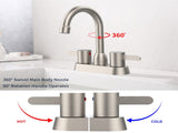 2 Handles Bathroom Sink Faucet, Brushed Nickel Centerset RV Bathroom Faucets for 3 Hole pop-up 36795444