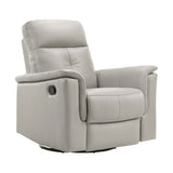 Silver Color Leather Upholstered Reclining Chair Swivel Glider Motion Modern Living Room Furniture B011P329291