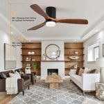 ZUN 52 Inch Indoor Ceiling Fan With Lights 3 Solid Wood Fan Blade Noiseless Reversible Motor Remote KBS-52144