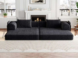 72.4-inch convertible sofa bed, chenille sofa, comes with two side storage pockets, two cushions, W3505P355564