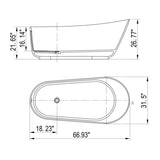67-inch solid surface stone resin oval shape soaking bathtub with overflow for the bathroom W161370501