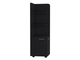 Corner Cabinet 62H" Tall with 3-Tier Shelf and 2-Door, Black B097P221673