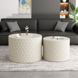 Stylish and Minimalist Nesting Coffee Table Set with Honeycomb Design, Modern Round Coffee Table, W757P206008