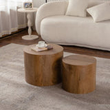 Nesting Coffee Table Set of 2 Round Wooden Coffee Tables Circle Modern Table for Small Space Living W3081P255152