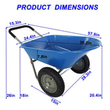 wheel barrow Two wheeled trolley for blue garden 15 inch pneumatic wheel WB189BL W227P331542