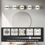 Modern Minimalist Bathroom Vanity Light, LED 5 Bulb Frosted Glass Shades, Wall Mounted Decorative W1340P143675
