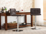 Swivel Faux Leather Adjustable Hydraulic Bar Stool, Set of 2, Brown T2574P164840