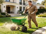 Green Heavy-Duty Walk-Behind Broadcast Lawn Spreader, 66 Lbs Capacity Adjustable Flow Control, 97247340