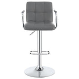 ZUN Grey and Chrome Adjustable Bar Stool B062P145644