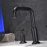 Matt Black Widespread Bathroom Sink Faucet with With CUPC Water Supply Hose and Cartridge DSDC729MB