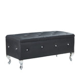 Upholstered Storage Ottoman Bench For Bedroom End Of Bed Faux Leather Rectangular Storage Benches W2268P146691