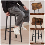 ZUN Swivel bar stool set of 2 with backrest, industrial style, metal frame, 29.5'' high.Rustic Brown, W116267380