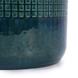 Set of 3 Grid Ceramic Flowerpot, Modern Planter for Patio, Garden, Windowsill - Blue Green W3273P322259