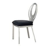Set of 2 Microfiber and Metal Side Chairs in Silver and Black Finish B016P156808