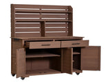 (Assembly Video) 65''H Large Garden Potting Bench with Lockable Wheels and Storage Cabinet, N717P404333D