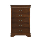 Traditional Design Bedroom Furniture 1pc Chest of 5x Drawers Brown Cherry Finish Antique Drop B01165028