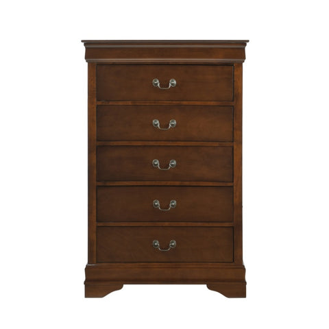 ZUN Traditional Design Bedroom Furniture 1pc Chest of 5x Drawers Brown Cherry Finish Antique Drop B01165028