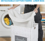 ZUN Laundry Hamper with Lid Laundry Basket with Handles Liner Bag Paper Woven Hampers for Laundry 37252677