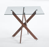 Dining Table with cross metal leg and tempered glass,Modern Space Saving Kitchen Table for Living W234P311867