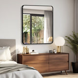 36in x 36in Inch Black Metal Framed Square Bathrrom Mirror for Wall. W2203P310398